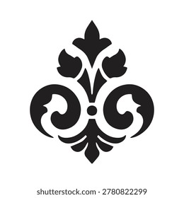 Stenciled fleur de lis ornament for french royalty theme. Perfect for adding elegance to graphic designs, invitations, decor, and branding.