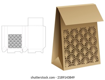 Stenciled flip bag die cut template and 3D mockup