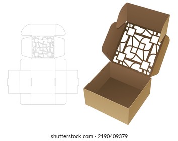 Stenciled Pattern Bakery Box Die Cut Template And 3D Mockup