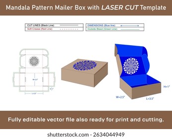 Stenciled Pattern Mailer Box Laser Cut Dieline Template