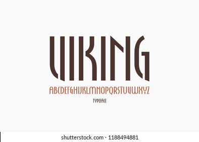 Stencil-plate narrow sans serif font in new gothic style. Letters for logo and label design. Isolated on white background