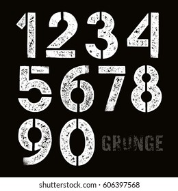 Stencil-plate numbers with grunge effect