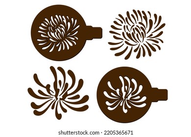 Stencils for decorating coffee and confectionery and silhouettes of aster flowers