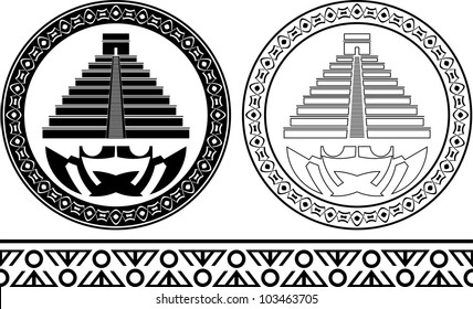 stencils of mayan pyramids. vector illustration