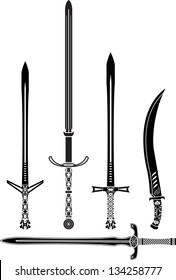 stencils of medieval swords. vector illustration