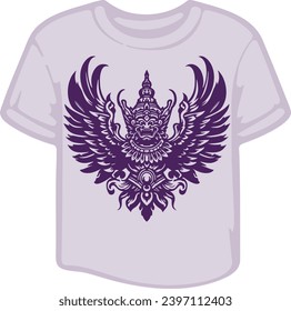 Stencil-style vector depiction of Garuda, the mythical creature with wings