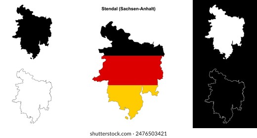 Stendal (Sachsen-Anhalt) blank outline map set