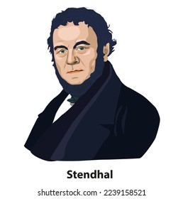 Stendhal, Vector illustration portrait.
Marie-Henri Beyle - Stendhal (1783 - 1842)  French novelist.
French realist writer. He lived in France and Italy. 