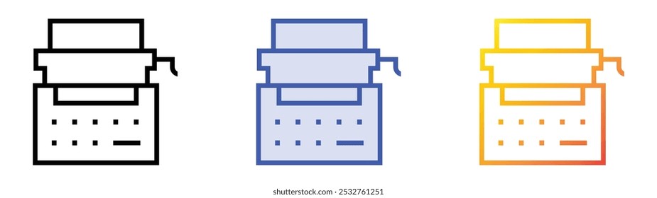 Icono de taquígrafo. Lineal, relleno azul y diseño de estilo degradado aislado sobre fondo blanco