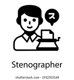 Stenographer Man In Solid Icon Design