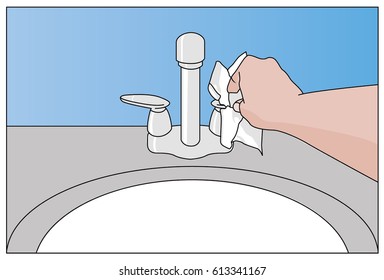 Step 11 of an 11-step hand-washing system for the health of children, adults and sterilization of doctors for surgery
