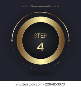 Step 4 Luxury number option for Premium multipurpose Infographic Vector template, an element step option, golden version on a dark background