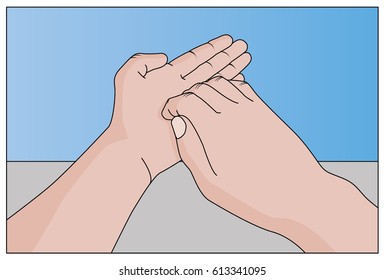 Step 8 of an 11-step hand-washing system for the health of children, adults and sterilization of doctors for surgery