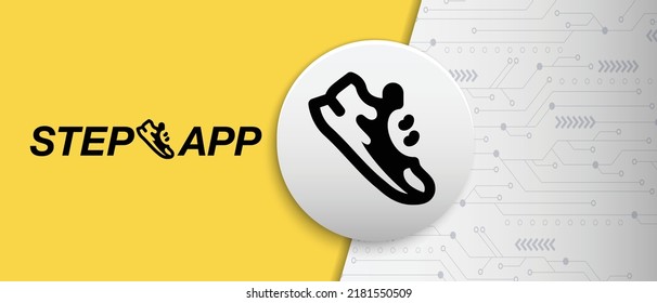 Step App (FITFI) crypto currency coin symbol and logo on futuristic technology background. Virtual cash based on block chain concept vector illustration 
