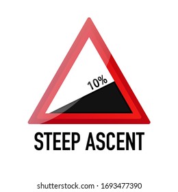 Paso de ascenso Información y advertencia Señal de tráfico vial, ilustración vectorial aislada en el fondo blanco para el aprendizaje, educación, cursos de conducción, pegatina, icono.