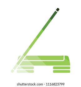 Step board and stick icon. Flat color design. Vector illustration.