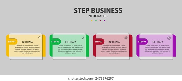 Step business Infographic element  design with four options or steps. Premium Vector