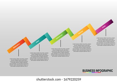 Step business infographic with icons and 5 options Can be used for business concept. process, flow chart, presentation, workflow layout, chart, graph,Vector illustration.