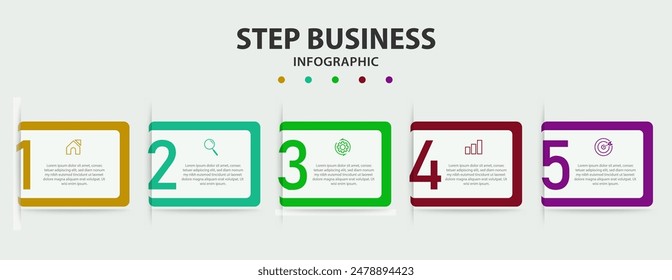 Step business Infographic Number element  design with four options or steps. Premium Vector