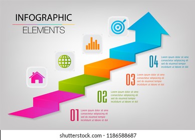 Step Up Of Business Successful Concept. Infographic Vector