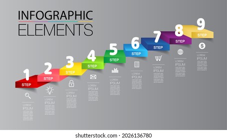 step up of business successful concept. stair infographic vector