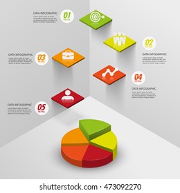 step by step to achieve the levels, 3d shelves with the data vector infographics
