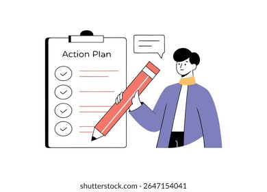 Step by Step Action Plan Checklist for Project Completion and Workflow Development Illustration