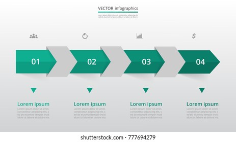 Step by step arrows infographic template. Presentation slide with 4 numbers can be used for workflow layout, diagram, chart, number options, web design, business presentation, trainings.