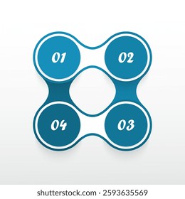 Step by step blue infographic template with 4 options, parts or processes.
