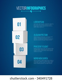 Step by Step Boxes Design in Minimal Style. Template for Infographics / Graphic Design / Website / Presentation / Workflow Layout / Tutorial Layout