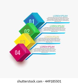 Step by Step Boxes Design. Template for Infographics. Graphic Design. Website. Presentation. Workflow Layout. Vector Illustration