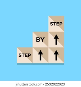 Step by Step business growth strategy business plan cube with upside growing arrows vector illustration 