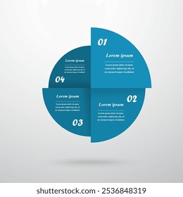 Plantilla de infografía azul paso a paso con 4 pasos, opciones, piezas o procesos.