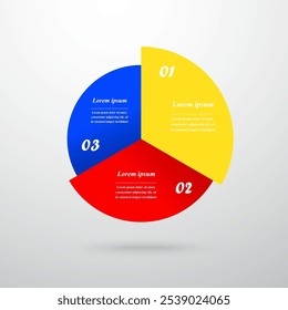 Step by step circle infographic template with 3 steps, options, parts or processes.