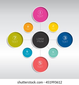 Step by step circle, round infographic, diagram, chart 8 steps graphics. Vector