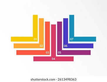 Step by step creative infographic template with 7 options, parts or processes.