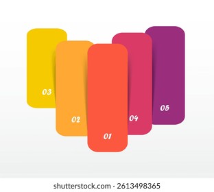 Step by step creative infographic template with 5 options, parts or processes.