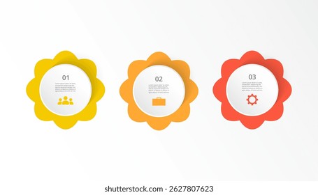 Step by step creative infographic template with 3 options, parts or processes.