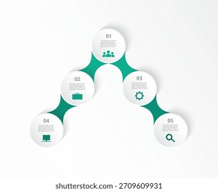 Plantilla creativa de infografía paso a paso con 5 opciones, piezas o procesos.