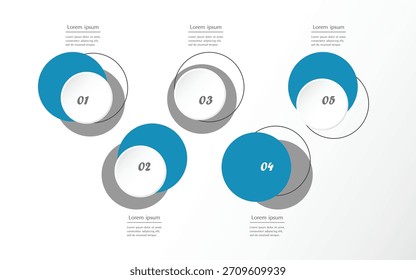 Step by step creative infographic template with 5 options, parts or processes.