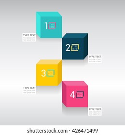 Step by step cube 4 infographic.steps graphics.