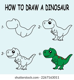 Step by step to draw a Dinosaur. Drawing tutorial a Dinosaur. Drawing lesson for children