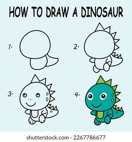 Step by step to draw a Dinosaur. Drawing tutorial a Dinosaur. Drawing lesson for children