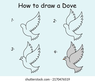 Step By Step Draw Dove Drawing Stock Vector (Royalty Free) 2170476519 ...