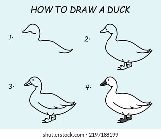 Step By Step Draw Duck Drawing Stock Vector (Royalty Free) 2197188199 ...