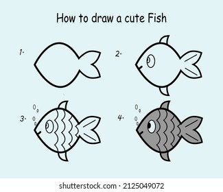 how to draw a fish step by step easy for kids