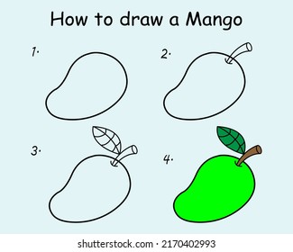 Step By Step Draw Mango Drawing Stock Vector (Royalty Free) 2170402993 ...