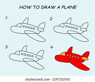 Step By Step Draw Plane Drawing Stock Vector (Royalty Free) 2197253765 ...