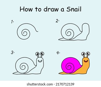 Step By Step Draw Snail Drawing Stock Vector (Royalty Free) 2170712139 ...