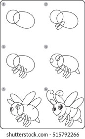 Step By Step Drawing Bee. Easy To Drawing Bee For Children